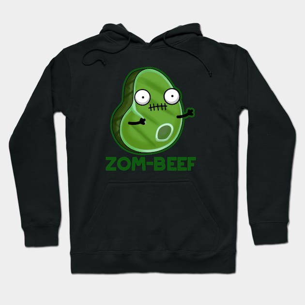 Zom-beef Cute Halloween Zombie Meat Pun Hoodie by punnybone